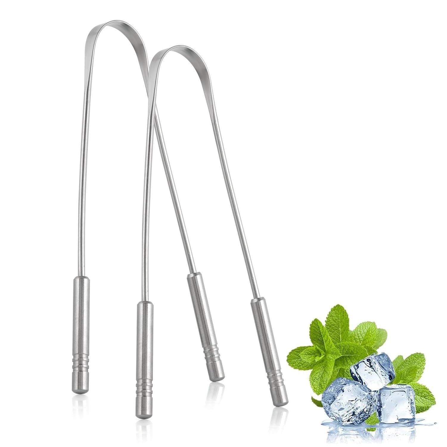 Stainless Steel Tongue Scraper for Adults 2 Pack, Metal Tongue Cleaner for Fresh Breath, Oral Hygiene Tongue Cleaning Tool Reusable (100% Stainless Steel)