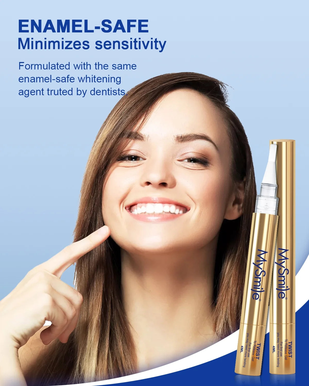 Premium 35%CP Teeth Whitening Pen, Teeth Whitening Kit, 2 X 4Ml Enhanced Formula Whitening Gel Refills (Gold), Enamel Safe, Remove 10 Years of Stains