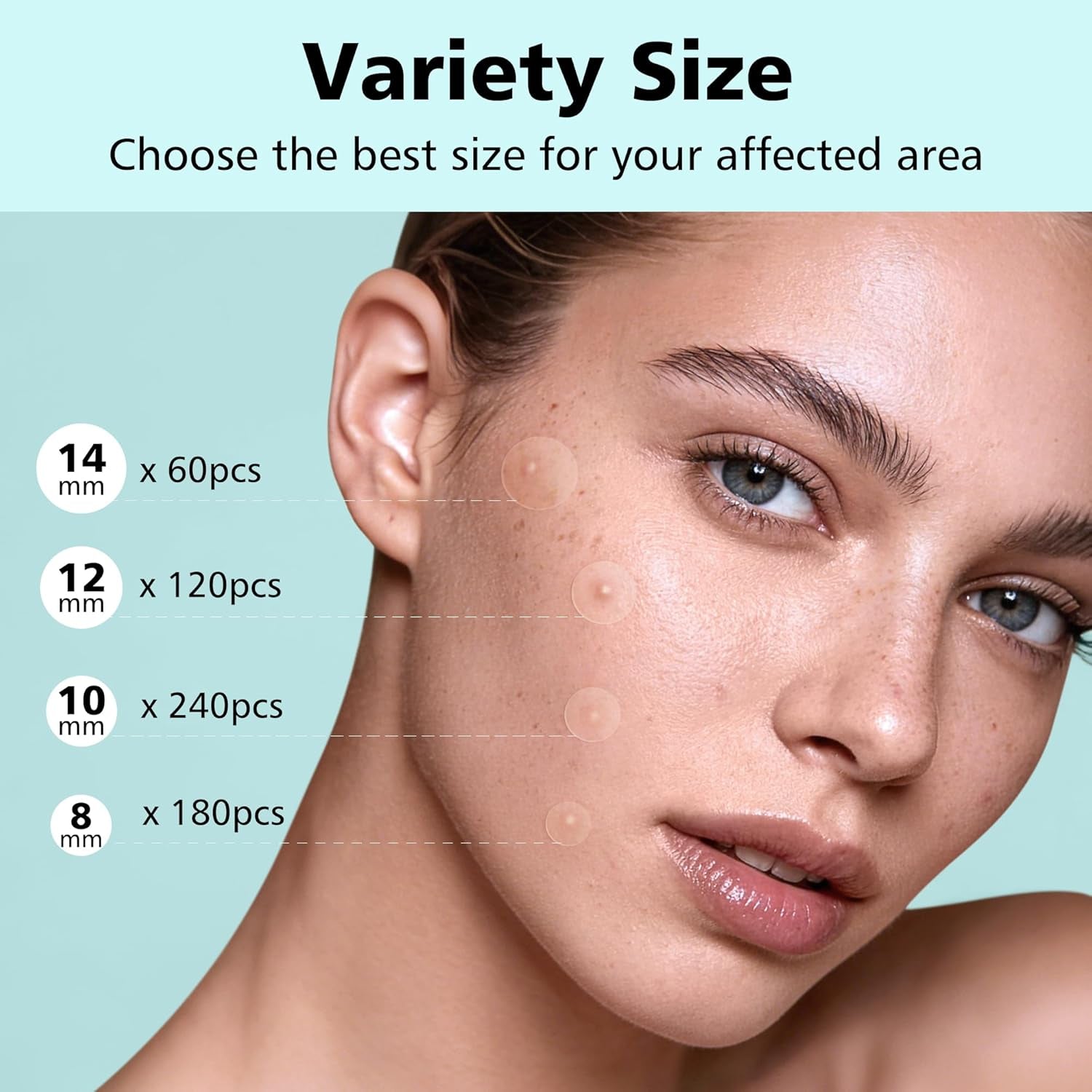 Pimple Patches for Face - 4 Size 600 Counts Acne Patches, Hydrocolloid Patches for Covering Zits and Blemishes, Spot Stickers with Salicylic Acid, Tea Tree Oil & Calendula Oil
