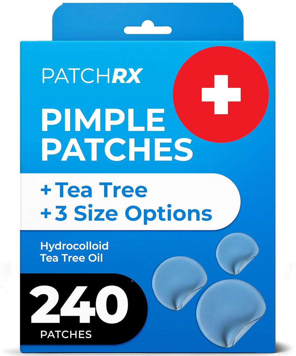 Pimple Patches for Face (240 Patches), Hydrocolloid Acne Patches with Tea Tree Oil, Pimple Stickers - Acne Pimple Patches for Face - Zit Patches